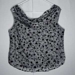 Romantic Mood Sheer Top Large Sheer Flocked Cowl Sleeveless Gauzy Vtg 90s Witchy